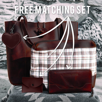 Savannah Leather Tote + FREE Matching Vanity Bag + 3 FREE Wallets