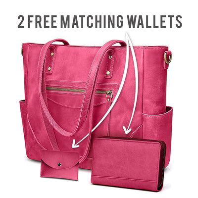 Loretta Handcrafted Leather Tote + 2 FREE WALLETS