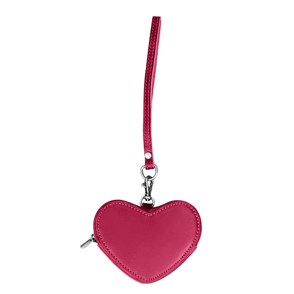 Watermelon Pink Leather Heart Wristlet