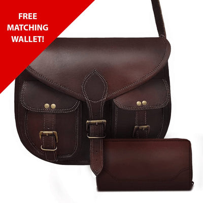 Caroline Full Grain Leather Saddlebag + FREE Matching Wallet