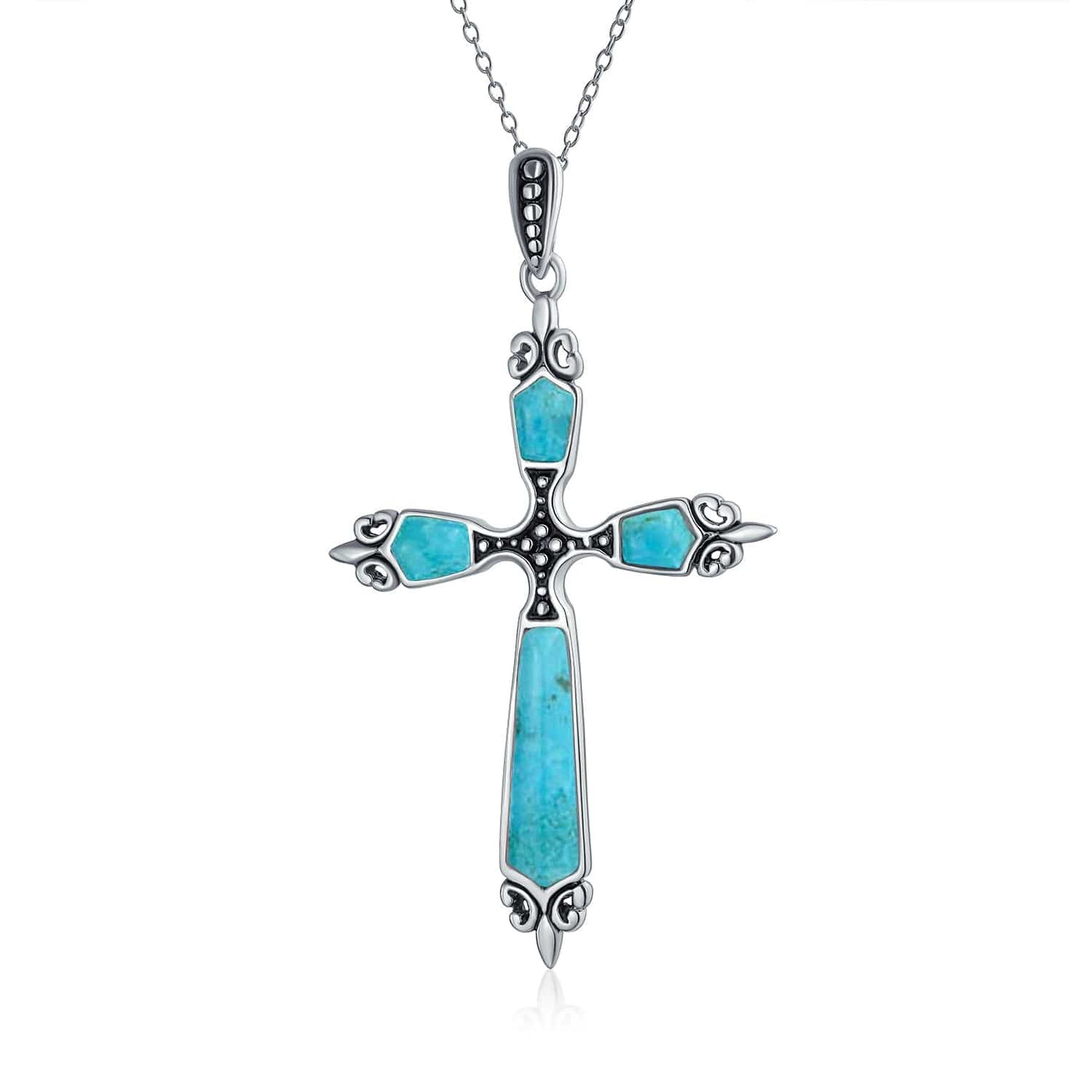 Lily Cross Necklace (.925 Sterling Silver)