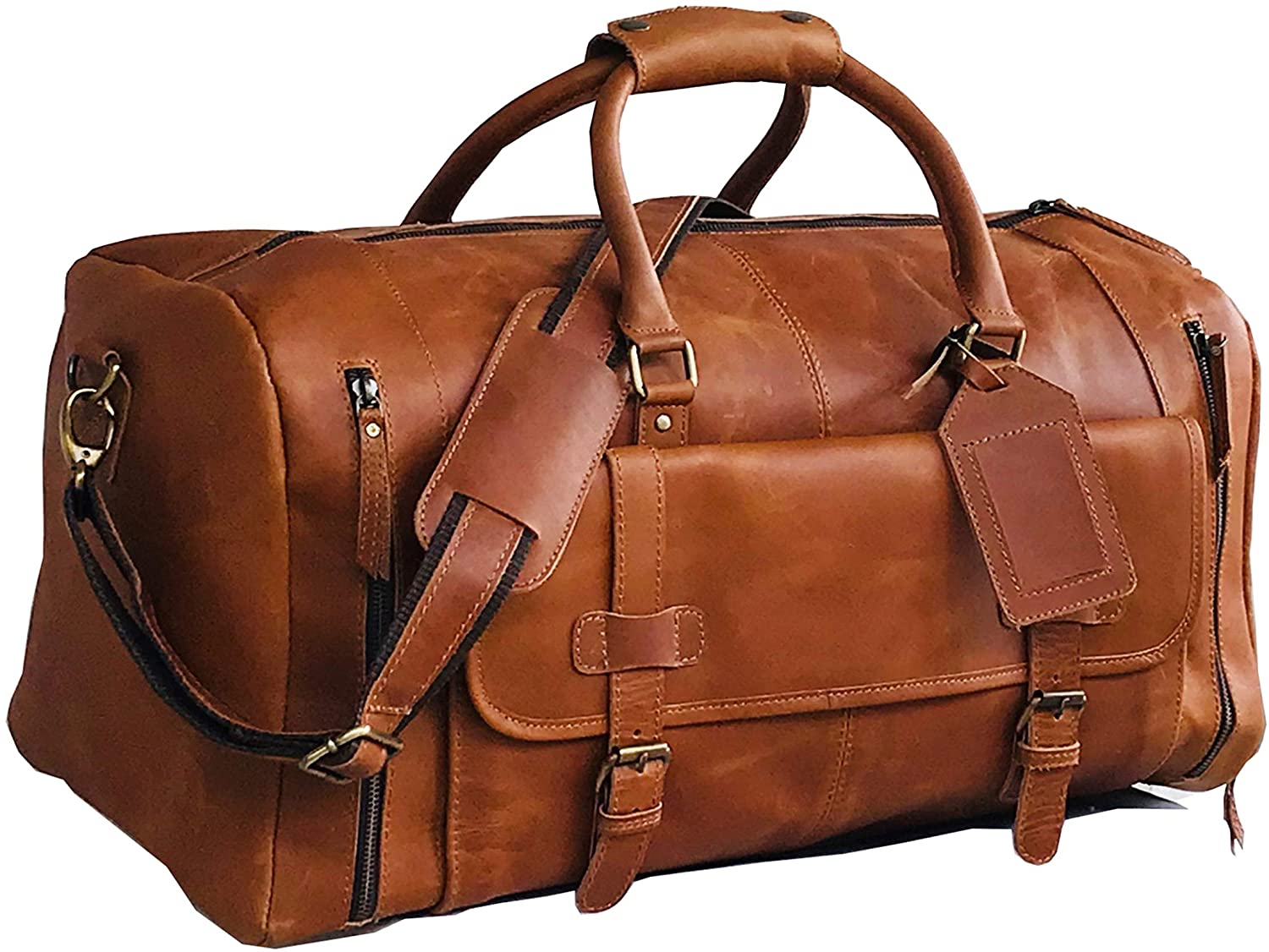 Pre-owned Rowallan Mens Large Buffalo Leather Holdall Travel Bag